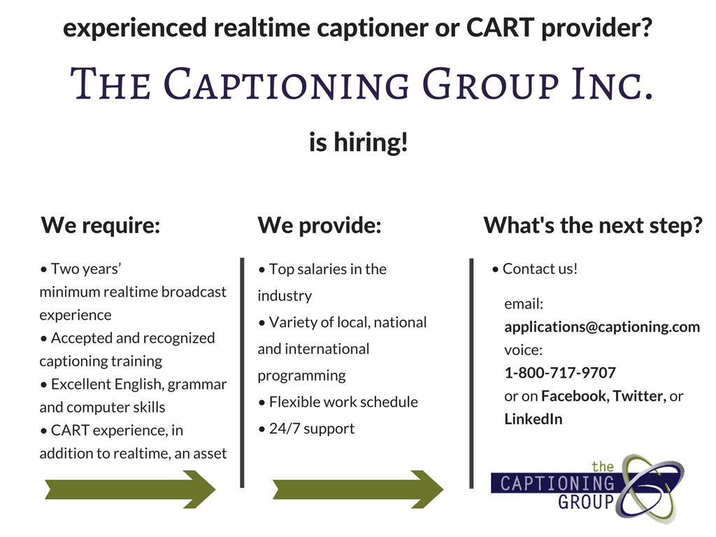 Broadcast Work with The Captioning Group - Hiring